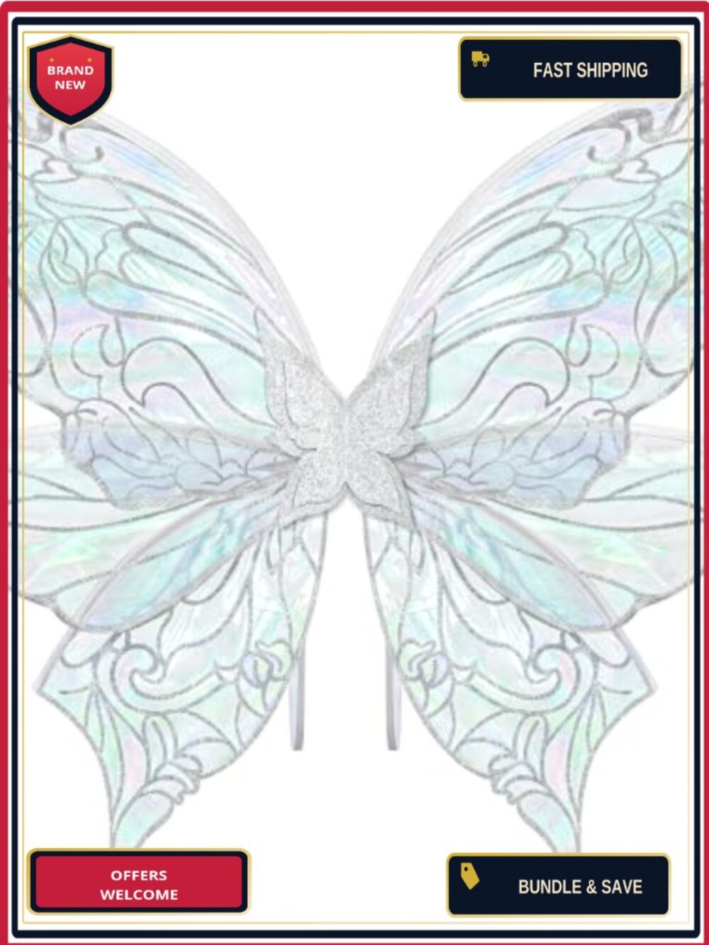 Large Fairy Wings for Women Organza Costume Accessory Set with Wand